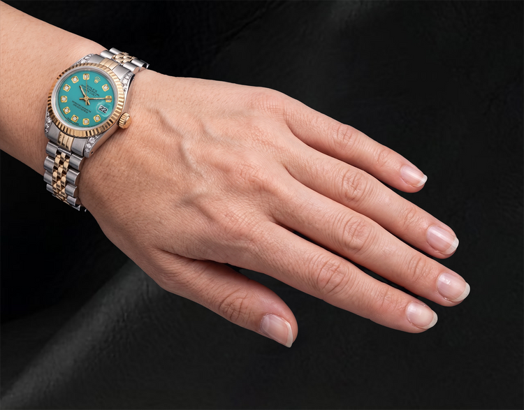 Montre Rolex Datejust 26 mm 6917 Bicolore Cadran Diamants Turquoise
