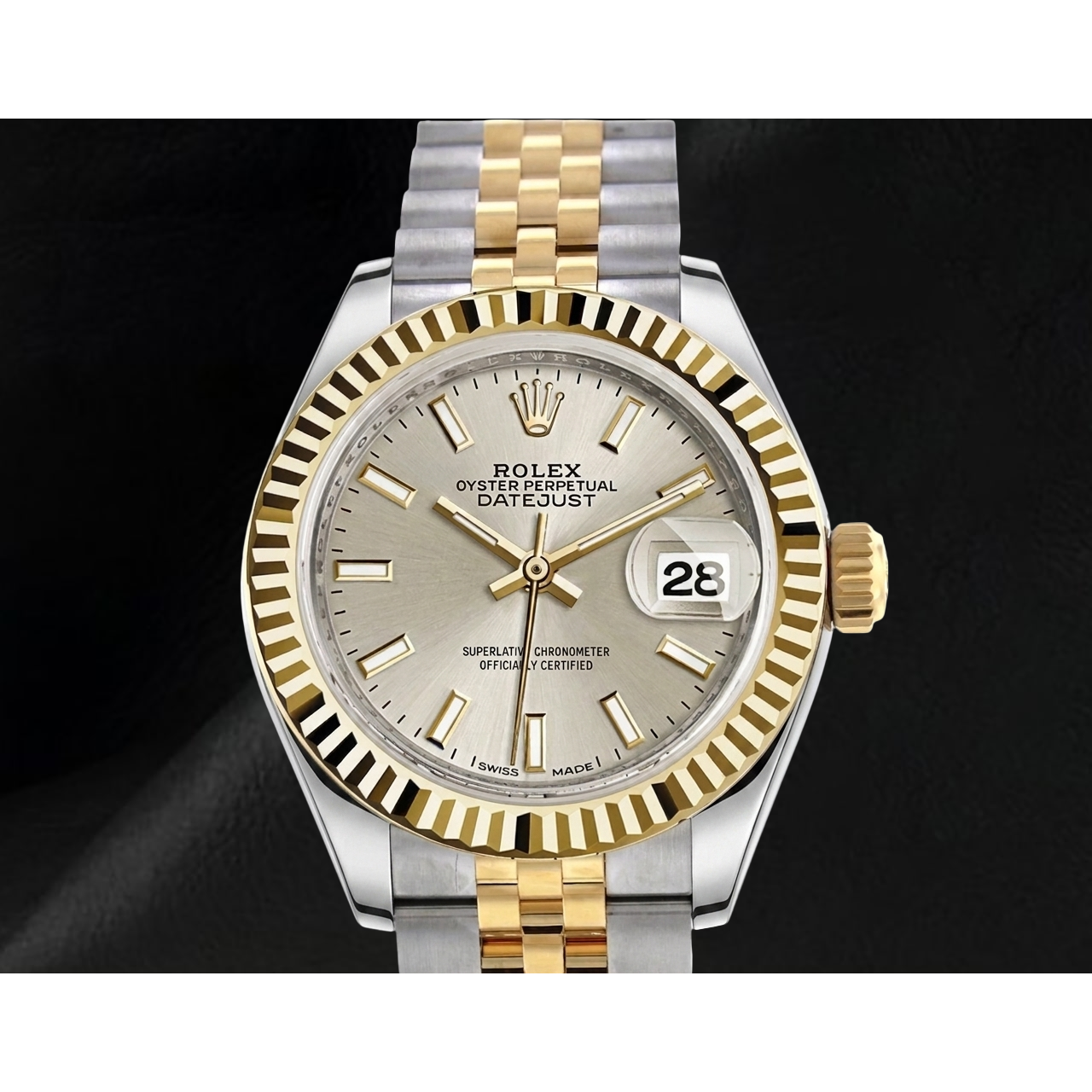 Montre Femme Rolex Datejust 279173 Cadran Lumineux Cannelé Bicolore 28 mm Jubilé