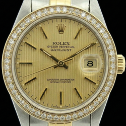Montre Rolex Lady Datejust Acier et Lunette Cadran Champagne Index Bâtons