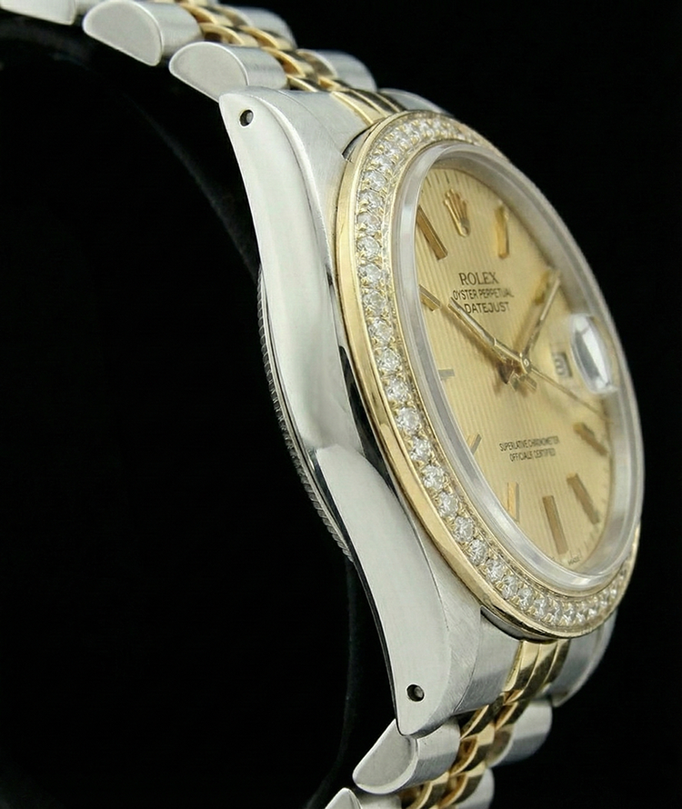 Datejust Champagne stick Cadran Rolex montre femme SS & Lunette