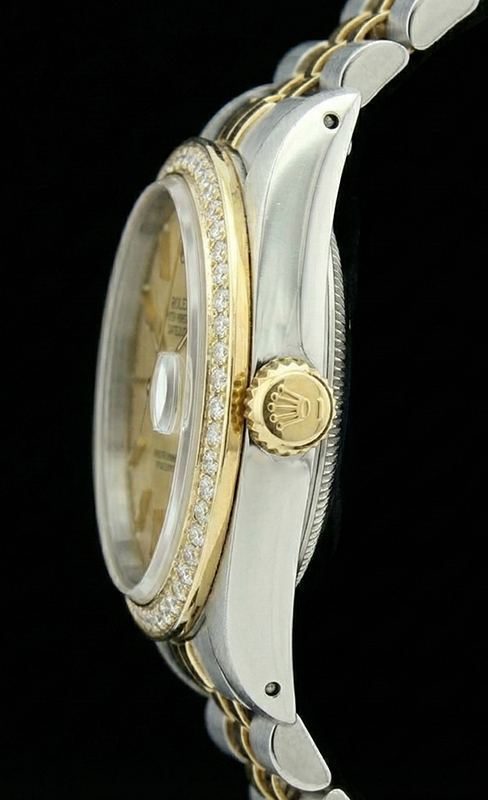 Datejust Champagne stick Cadran Rolex montre femme SS & Lunette