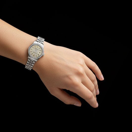 Datejust Montre Rolex Cadran Blanc Lunette Diamant acier inoxydable jubilé P2