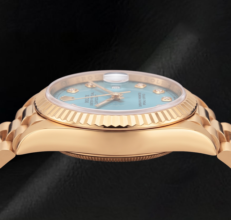 Montre Rolex Datejust 26 mm 69178 en Or Jaune 18 carats Cadran Diamants Turquoise