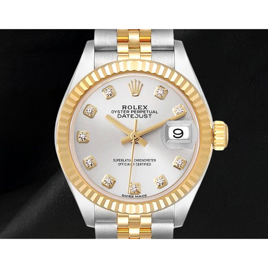 Montre Femme Rolex Datejust 28 mm Bicolore Cadran Diamants Argent 279173