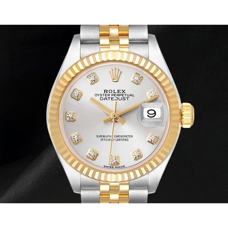 Montre Femme Rolex Datejust 28 mm Bicolore Cadran Diamants Argent 279173