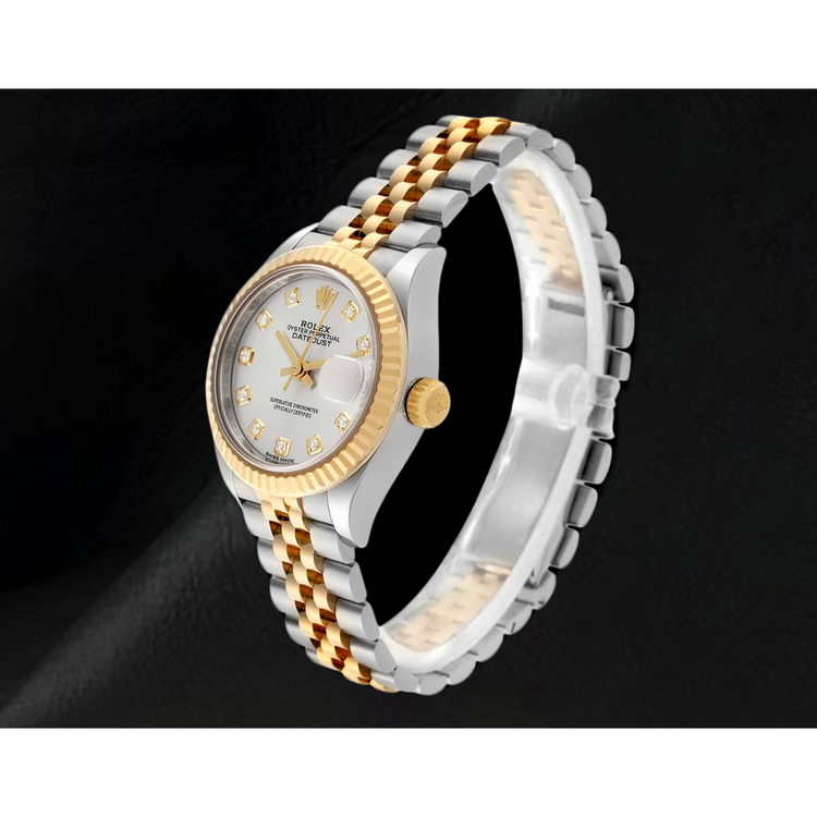 Montre Femme Rolex Datejust 28 mm Bicolore Cadran Diamants Argent 279173
