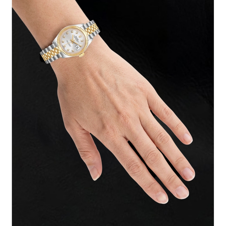 Montre Femme Rolex Datejust 28 mm Bicolore Cadran Diamants Argent 279173