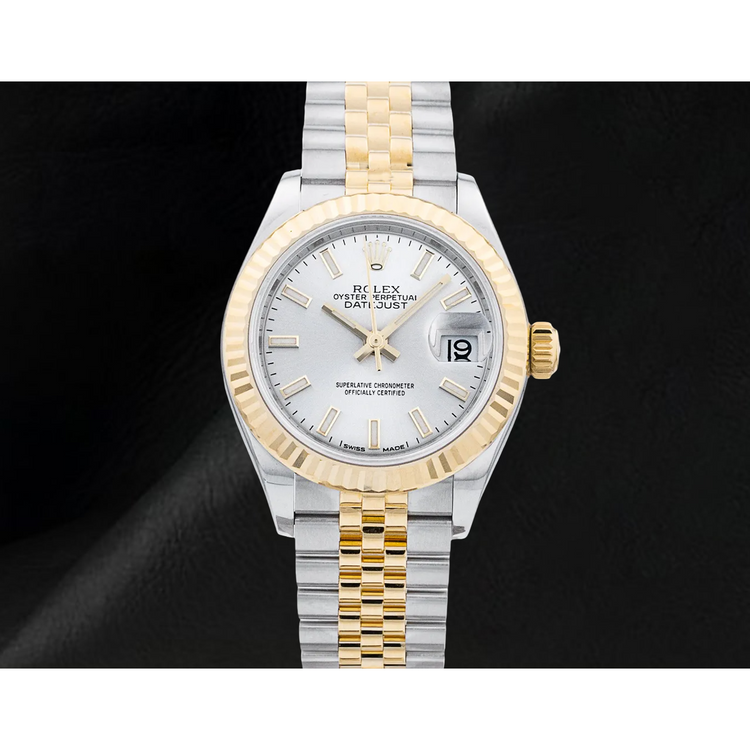 Montre Datejust Rolex 28 mm Femme Lunette Cannelée Acier Inoxydable et Or 279173
