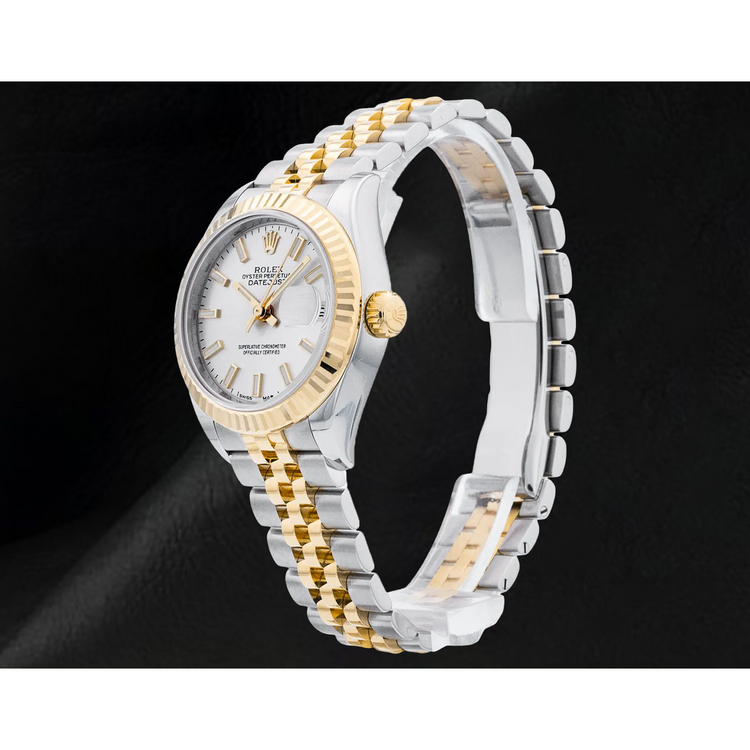 Montre Datejust Rolex 28 mm Femme Lunette Cannelée Acier Inoxydable et Or 279173