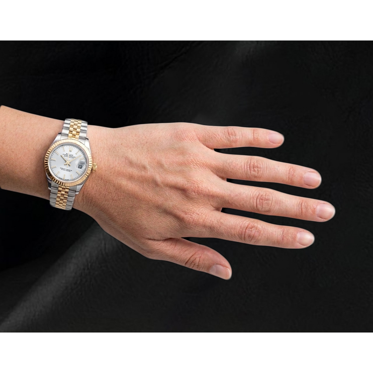 Montre Datejust Rolex 28 mm Femme Lunette Cannelée Acier Inoxydable et Or 279173