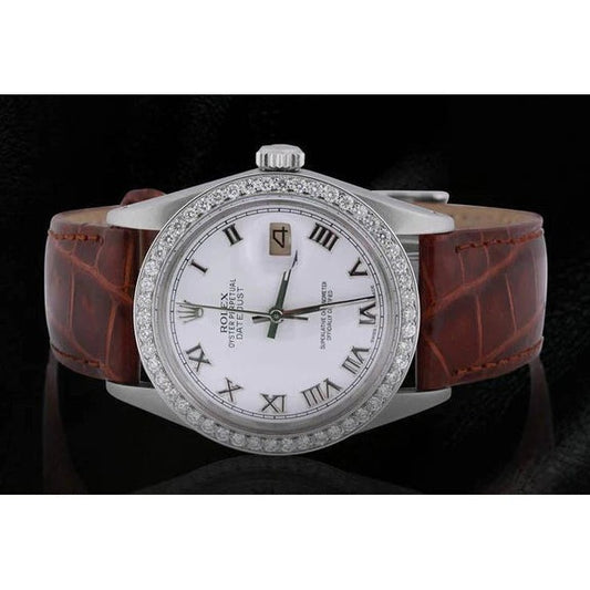 Datejust Rolex Cadran Romain Lunette En Diamant Montre 