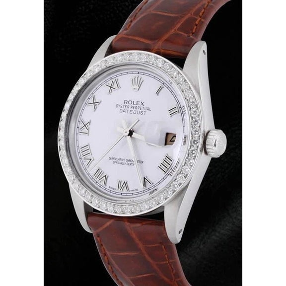 Datejust Rolex Cadran Romain Lunette En Diamant Montre Bracelet 