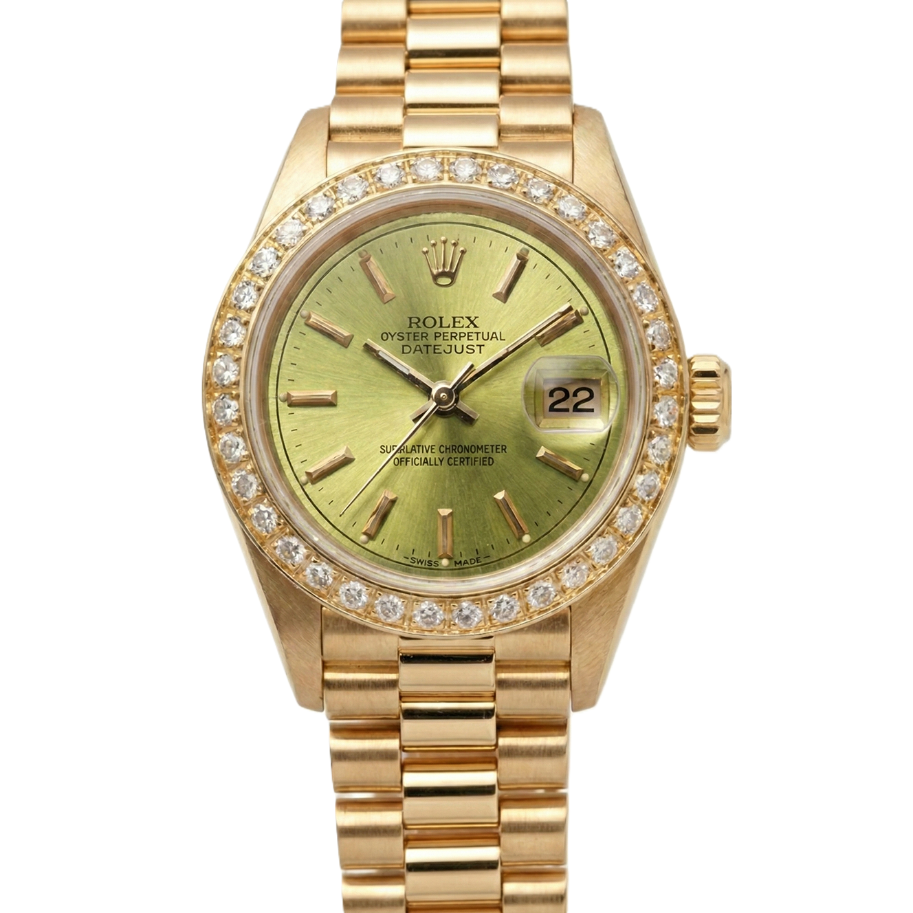 Datejust Rolex still présidentiel cadran diamant cadran bâton de champagne G
