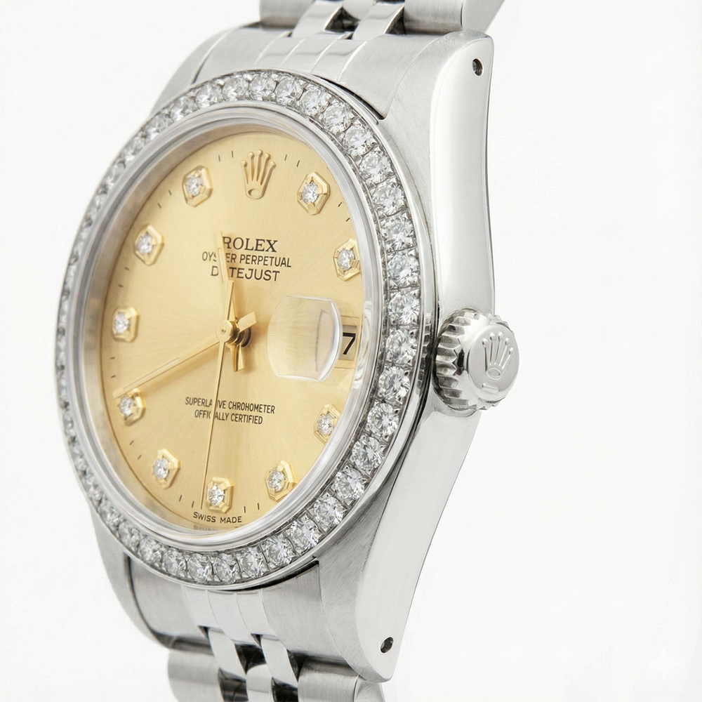 Datejust acier inoxydable jubilé diamant dame Rolex Montre Champagne Diamant