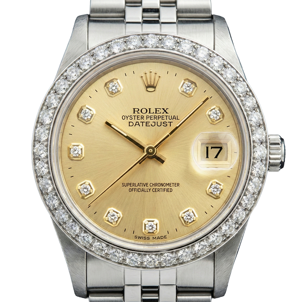 Datejust acier inoxydable jubilé diamant dame Rolex Montre Champagne Diamant