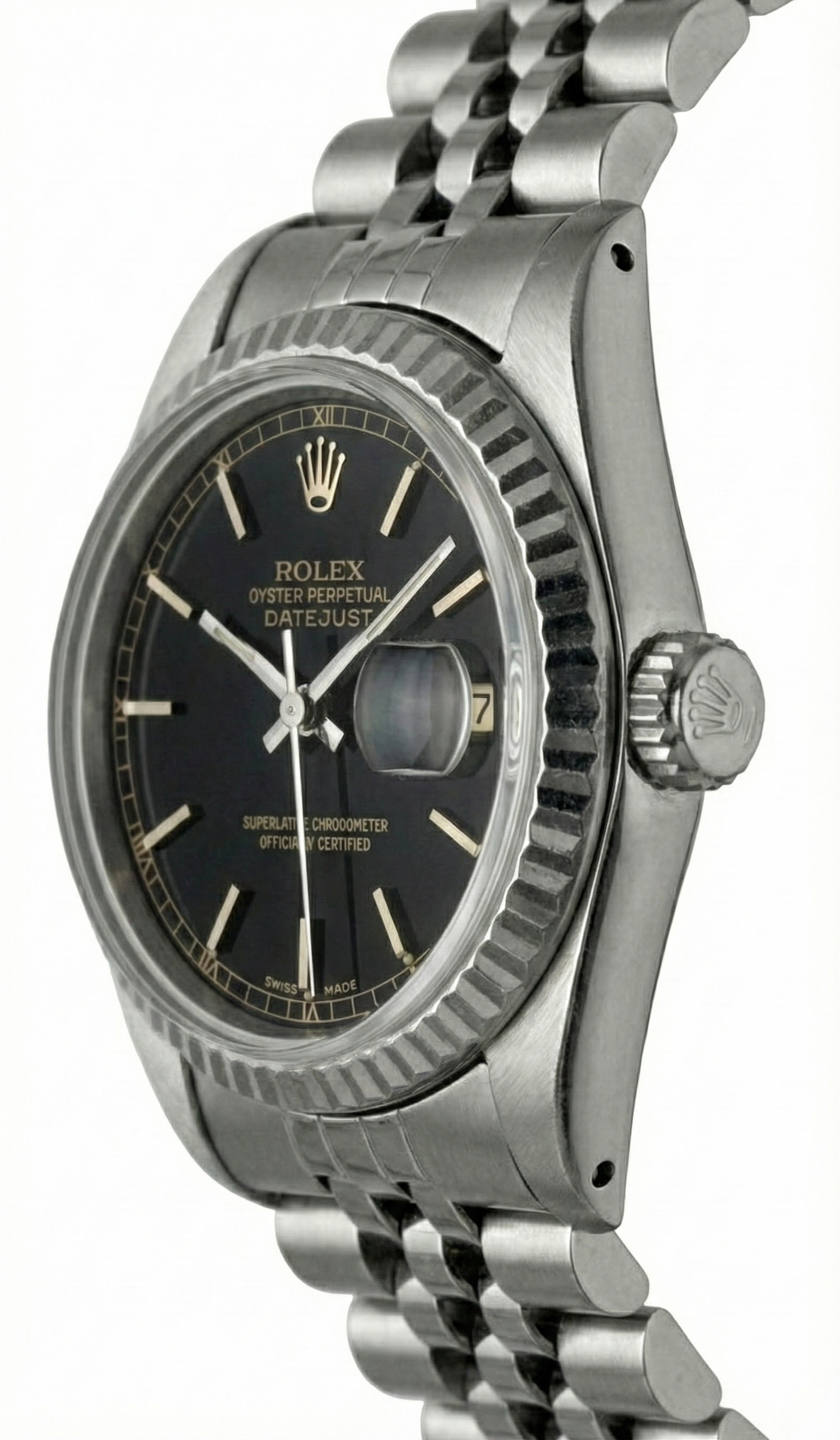 Datejust stick Cadran Lunette Cannelée Montre Rolex acier inoxydable jubilé