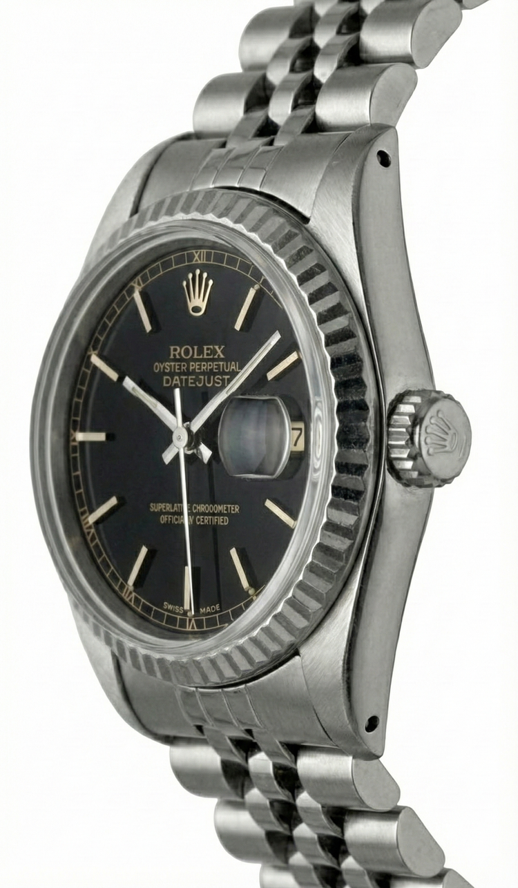 Datejust stick Cadran Lunette Cannelée Montre Rolex acier inoxydable jubilé