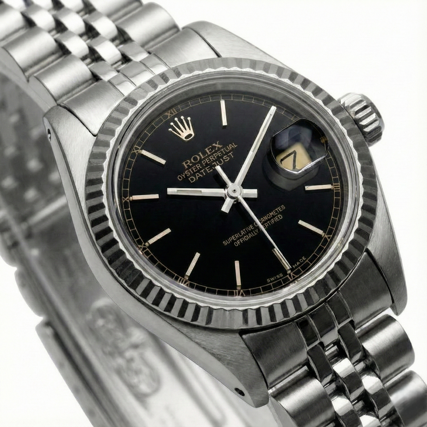 Datejust stick Cadran Lunette Cannelée Montre Rolex acier inoxydable jubilé