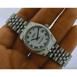 Datejust taille moyenne rolex Montre Jubilé Bracelet Cadran Blanc Bâton acier inoxydable