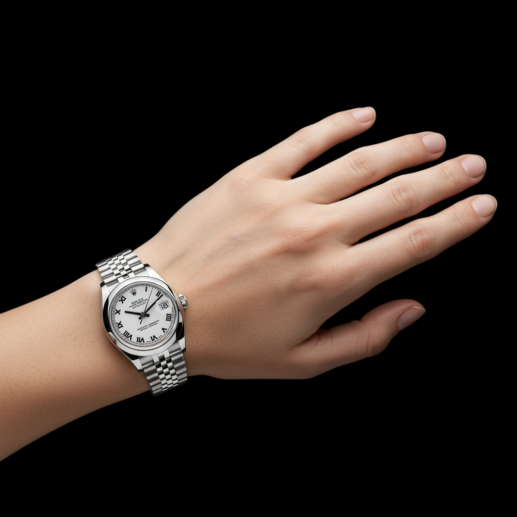 Datejust taille moyenne rolex Montre Jubilé Bracelet Cadran Blanc Bâton acier inoxydable P5