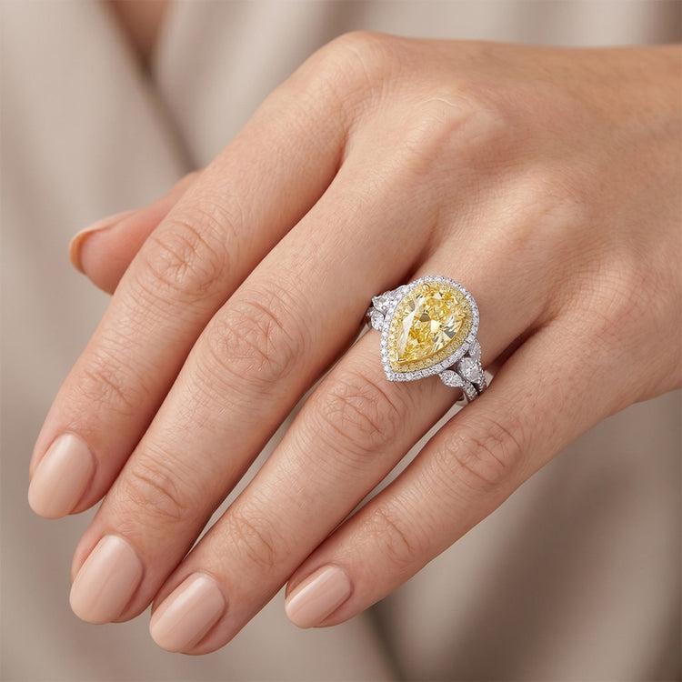 De luxe Bague Sertie Halo – Diamant Jaune Canari 2,50 carats