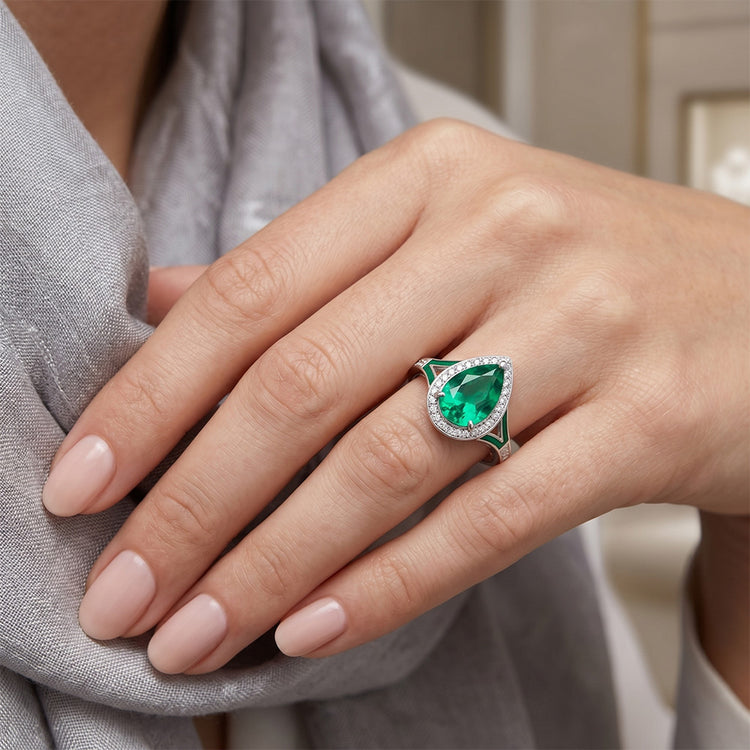 De luxe Pureté VVS Émeraude Fine Bague avec Gemme – 2 carats Or