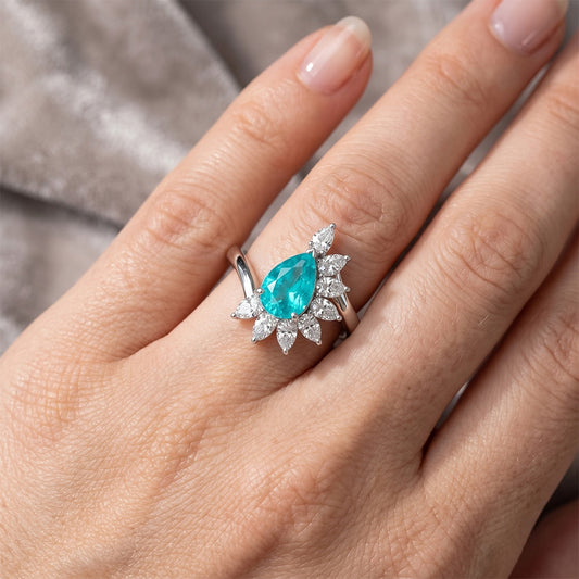 De luxe VVS Tourmaline Paraiba Bague Sertie Halo – 2,50 carats
