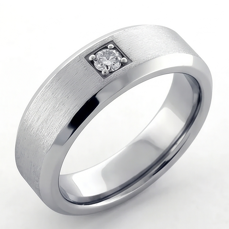 Décontracté Hommes Bague En Cultivé en Laboratoire Diamant Ronde Coupe