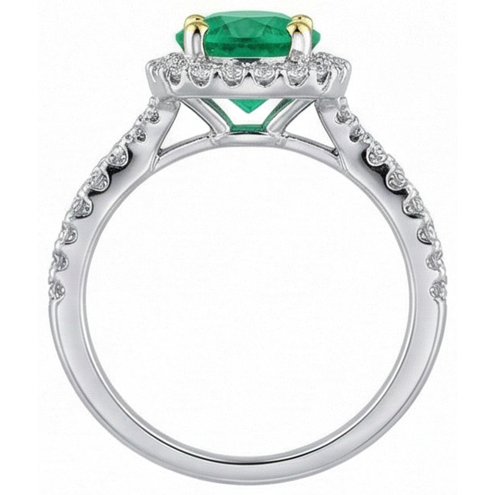 Chatoyant Émeraude Fine Bague Pierre Précieuse 2 carats – vue de dessus