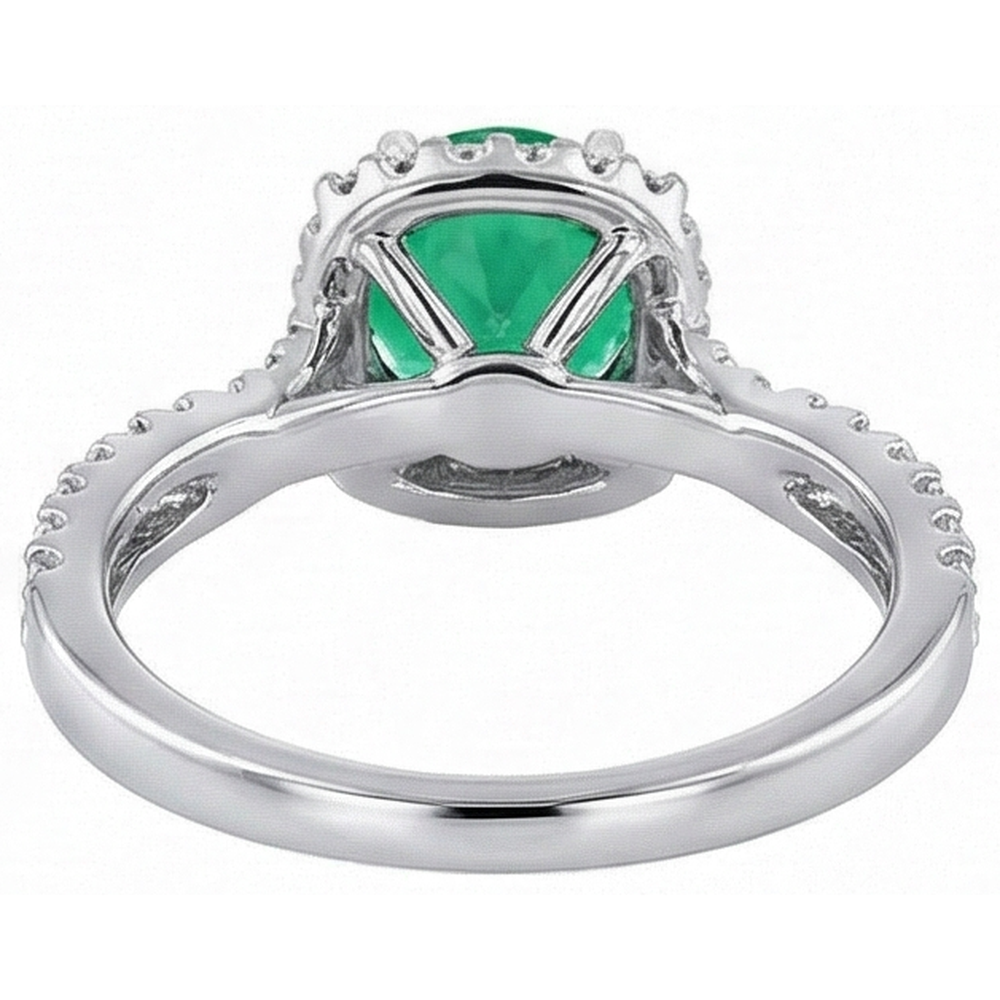 Émeraude Fine Bague Pierre Précieuse 2 carats Or 14K Bicolore – vue arrière