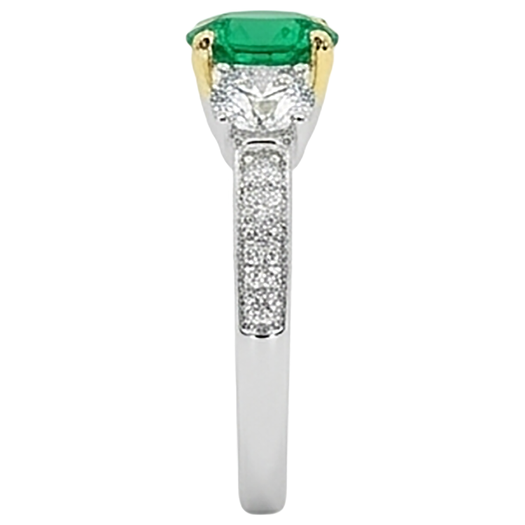 Taille Ronde Émeraude Fine bague en Or 14K Bicolore – vue de dessus