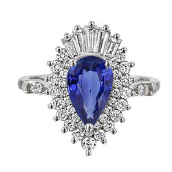 Goutte Saphir Bleu Bleuet Bague avec Gemme – 4 carats en Or