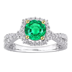 Émeraude Fine Bague Pierre Précieuse de luxe – 2 carats Or 14K