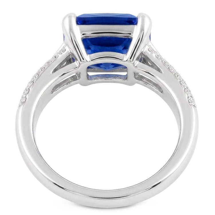 Diamant Bijoux Bague Radiant Saphir Pave Split Shank 4 Carats