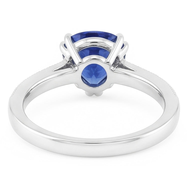 Diamant Bijoux Bague Saphir Bleu Taille Trillion Double Griffe 2 Carats