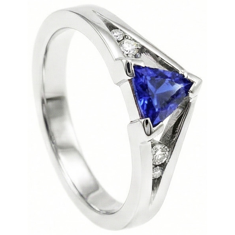 naturel round saphir 1.25carats bague vue de face