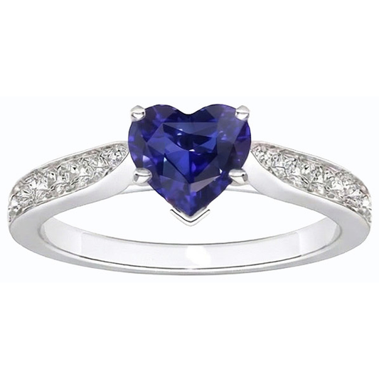 Diamant Bijoux Coeur Ceylan Bague Saphir 2.50 Carats Accentué
