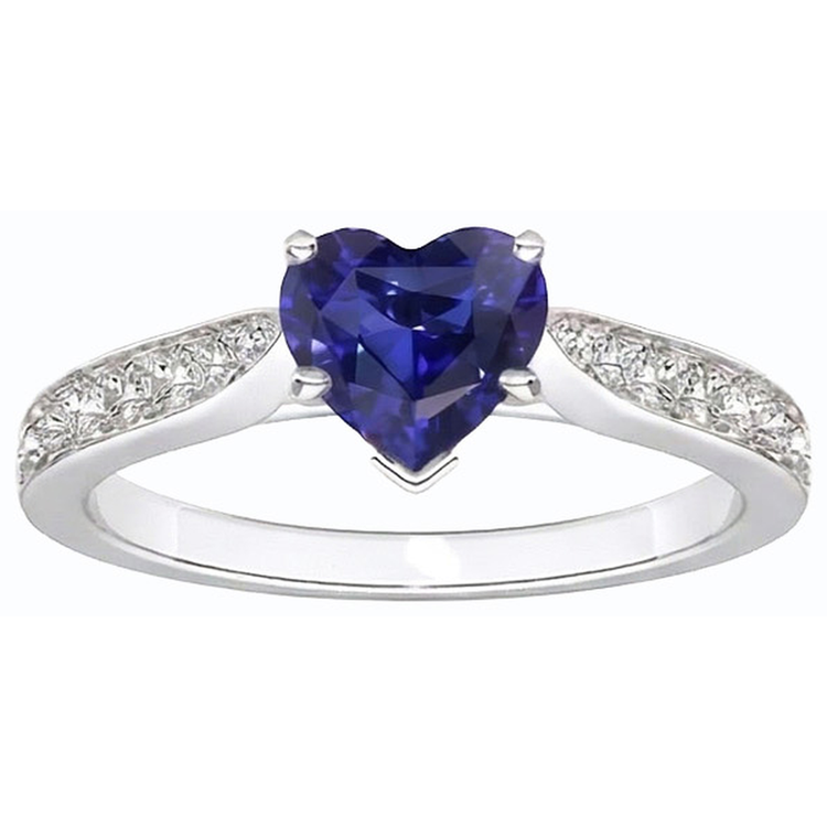 Diamant Bijoux Coeur Ceylan Bague Saphir 2.50 Carats Accentué