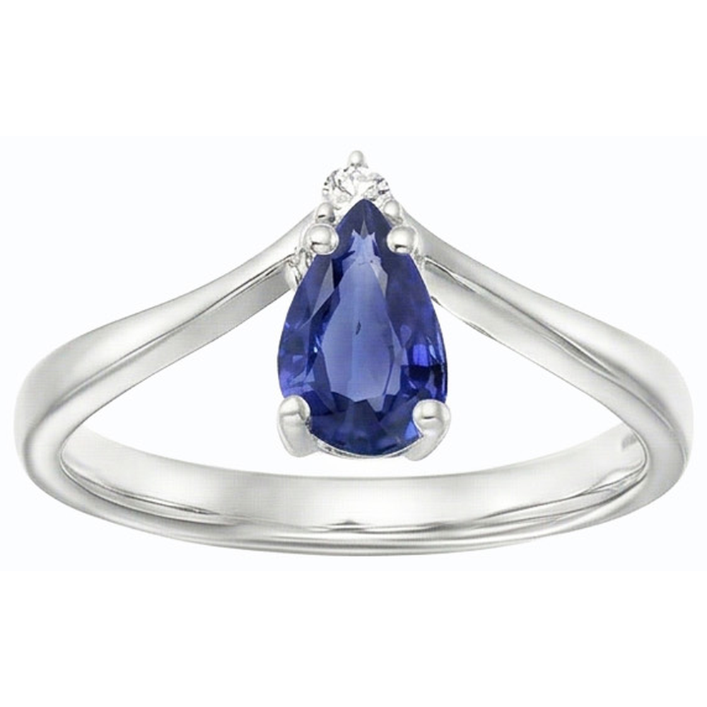 naturel pear diamant 1.25carats bague vue de profil