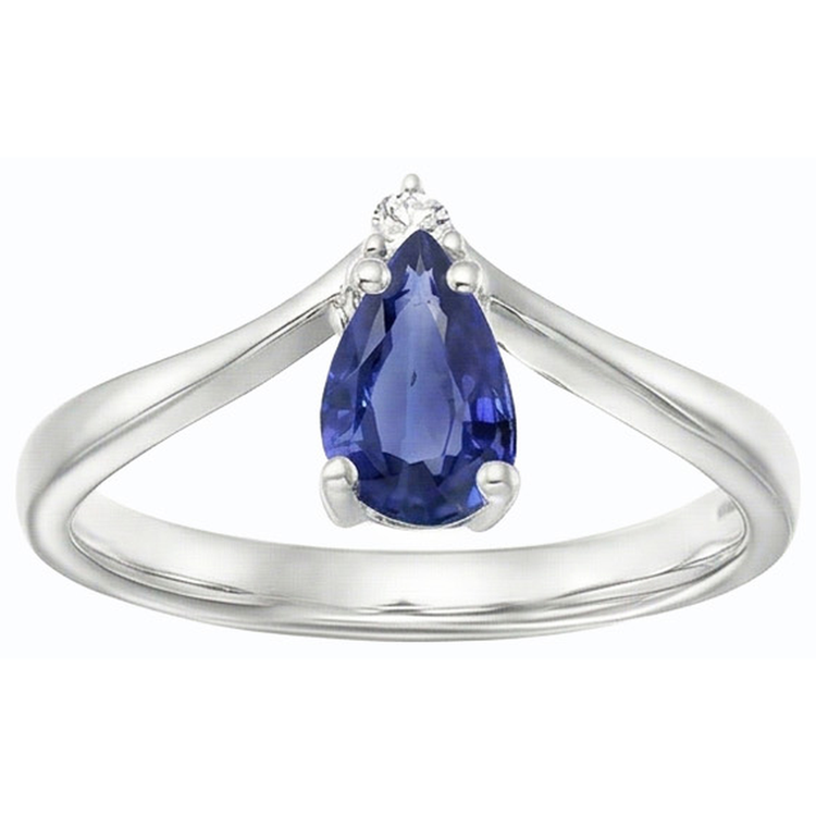 naturel pear diamant 1.25carats bague vue de profil