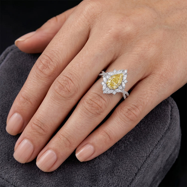 Diamant Canari Bague Statement – Or Deux Tons 14 Carats 1,75