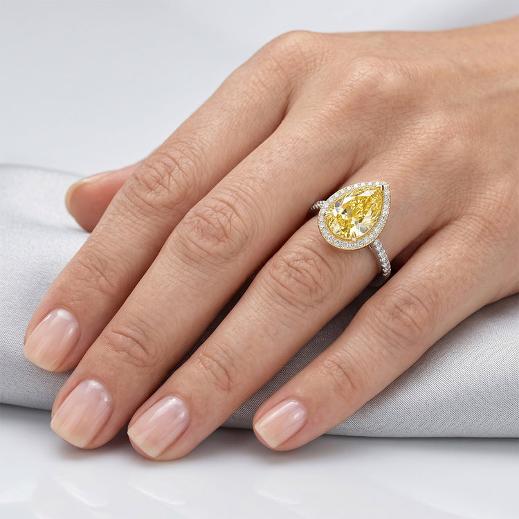 Diamant Canari VVS Joaillerie Fine 2,50 carats en Or 14K Bicolore