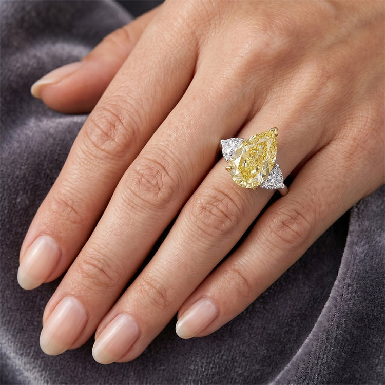 Diamant Canari VVS Trilogie 5 carats en Or Bicolore 14 Carats