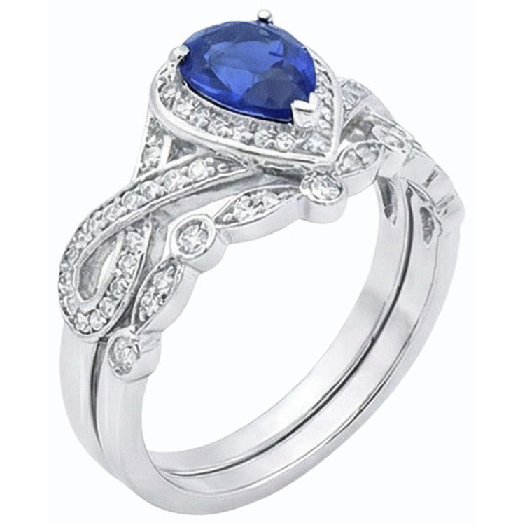Diamant Ceylan Saphir Alliance Ensemble Couronne Style 3.50 Carats