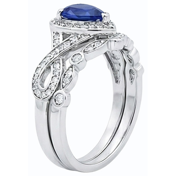 Diamant Ceylan Saphir Alliance Ensemble Couronne Style 3.50 Carats