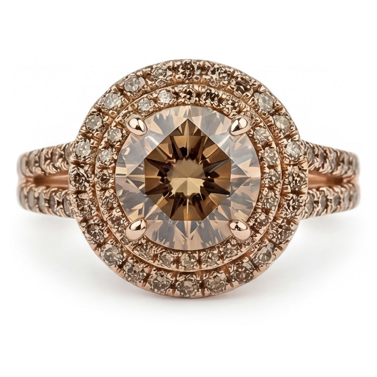 Diamant Champagne Désert Bague Nuptiale – Diamant Fin 4 carats