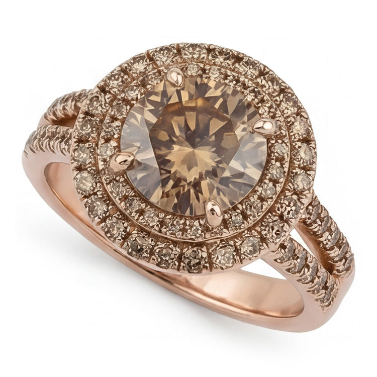 Diamant Champagne Désert Bague Nuptiale – Diamant Fin 4 carats