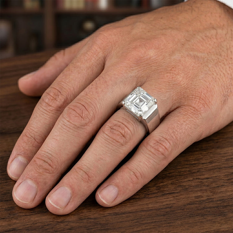 Diamant Fin Certifié IGI Bague Homme 5 carats en Or 14K Blanc