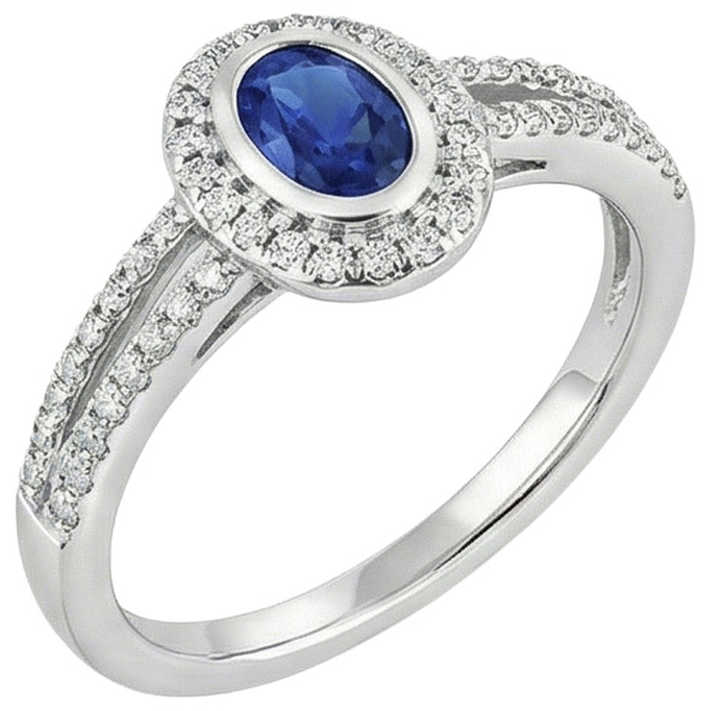naturel oval saphir 2.50carats bague angle de côté