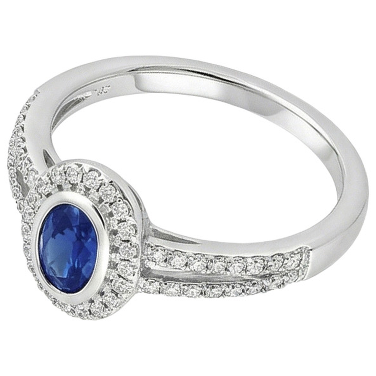 naturel oval saphir 2.50carats bague vue de dessus